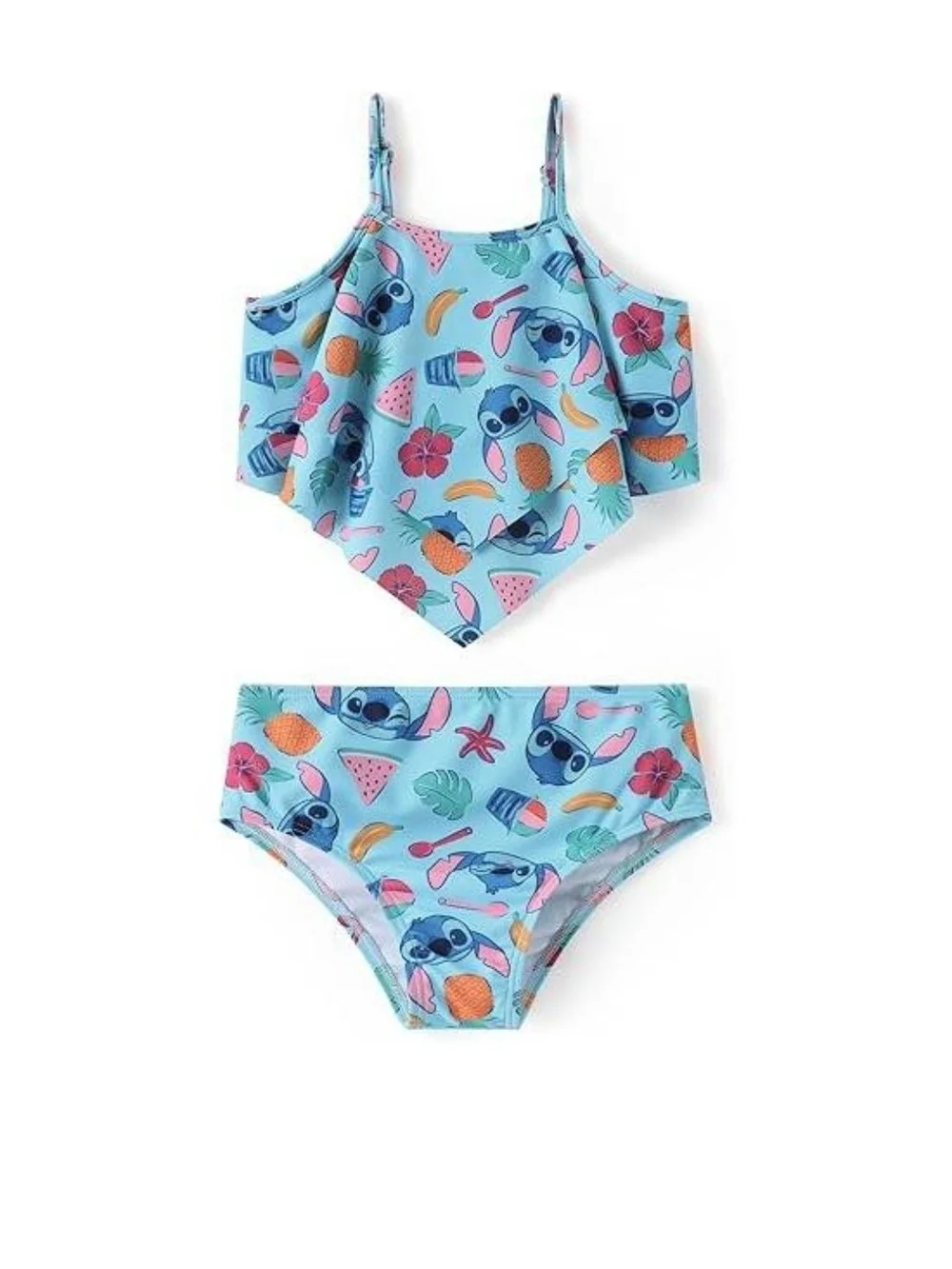 Disney  Stich Light Blue Tropical Girls' Tankini Set